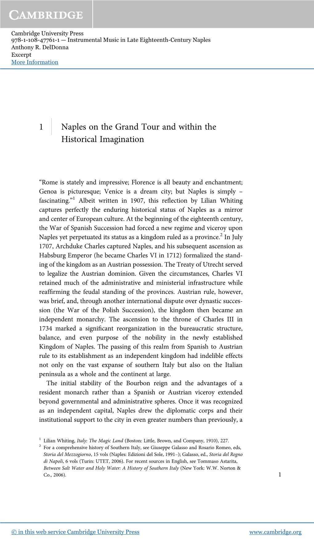 1 Naples on the Grand Tour and Within the Historical Imagination
