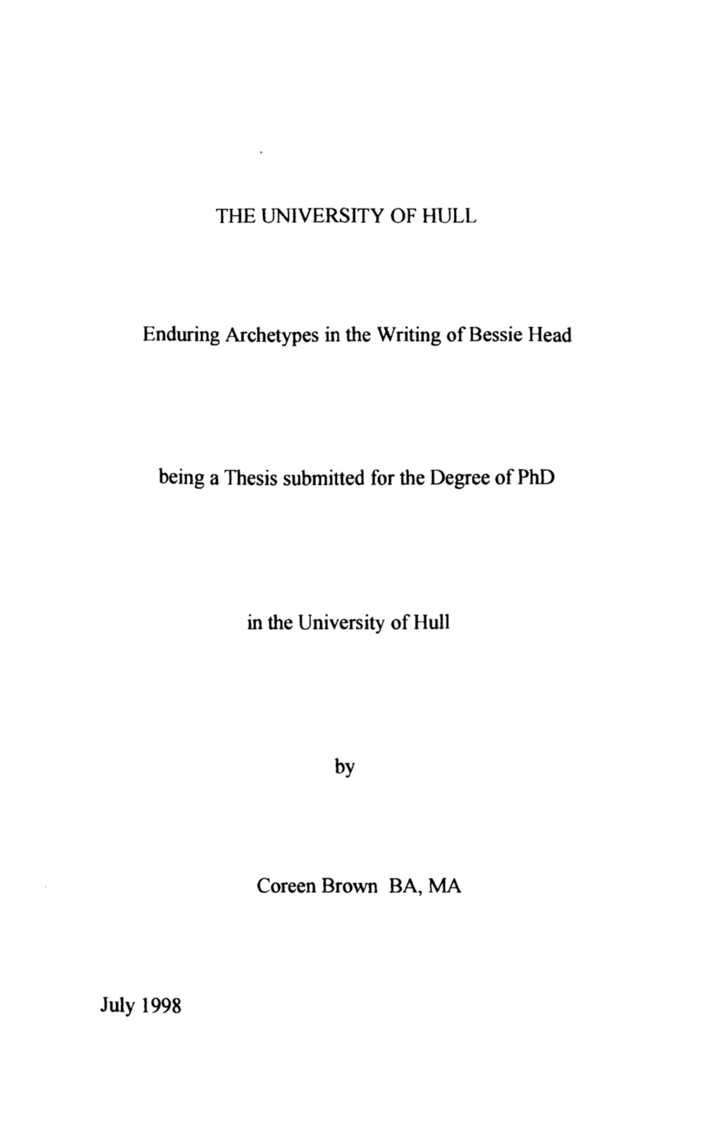 Thesis Submitted for the Degree of Phd