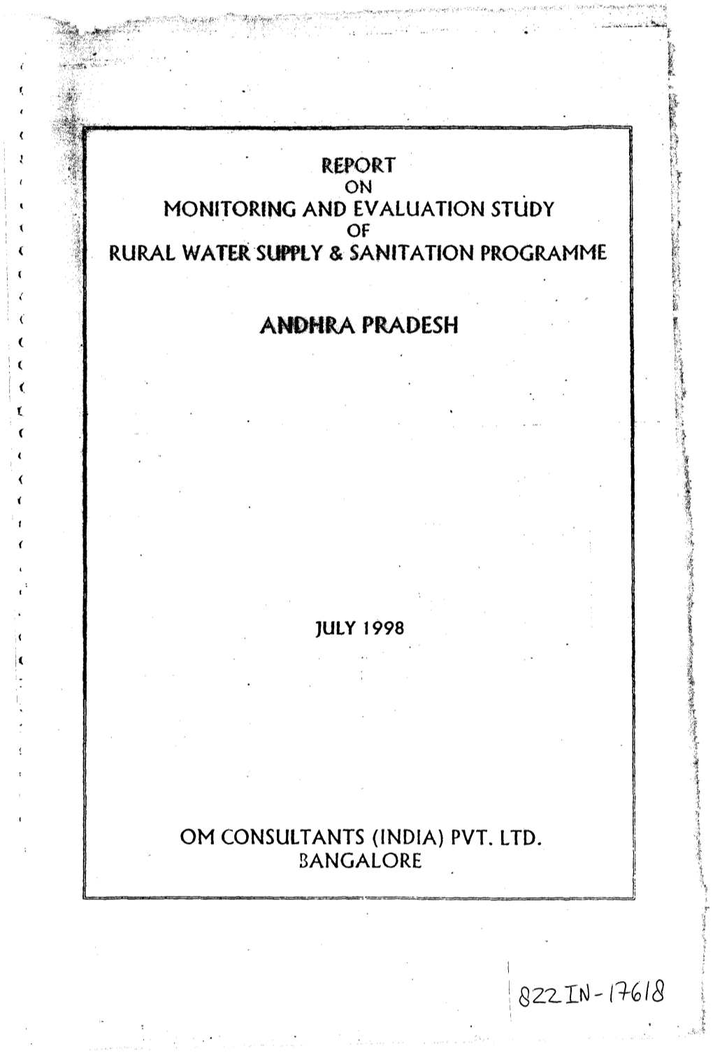 MONITORING and EVALUATION STUDY RURAL Wathtstpfty & SAHITATÍON PROGRAMME PRADESH OM CONSULTANTS (INDIA) PVT. LTD. BANGALORE