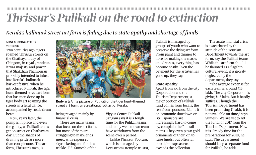 Thrissur's Pulikali on the Road to Extinction