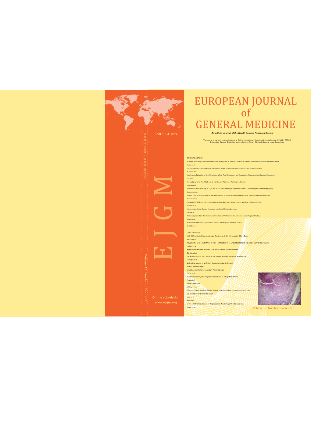 EUROPEAN JOURNAL of GENERAL MEDICINE an Official Journal of the Health Science Research Society