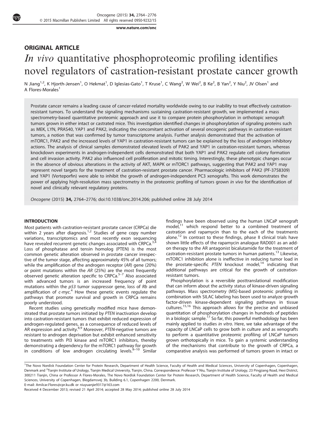 In Vivo Quantitative Phosphoproteomic Profiling Identifies Novel Regulators