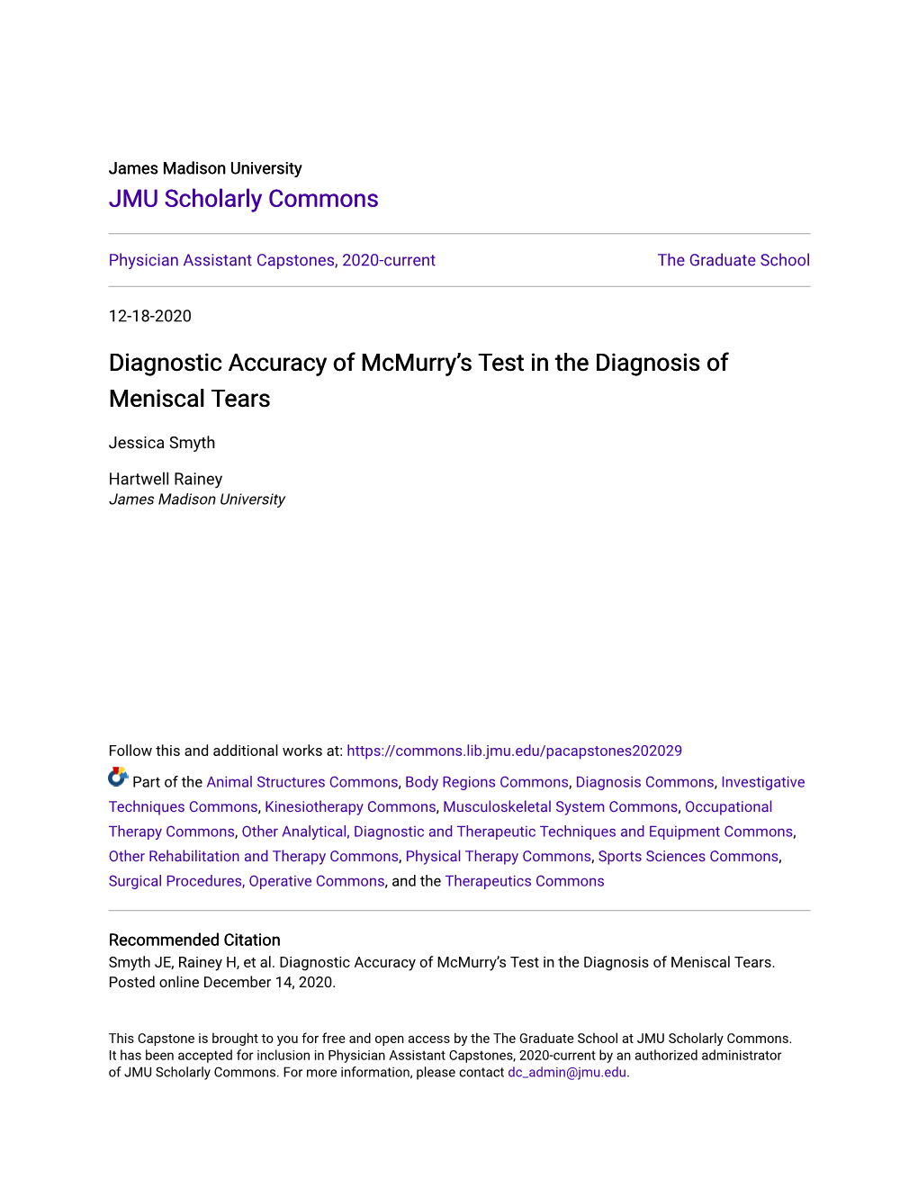 Diagnostic Accuracy of Mcmurry's Test in the Diagnosis of Meniscal Tears