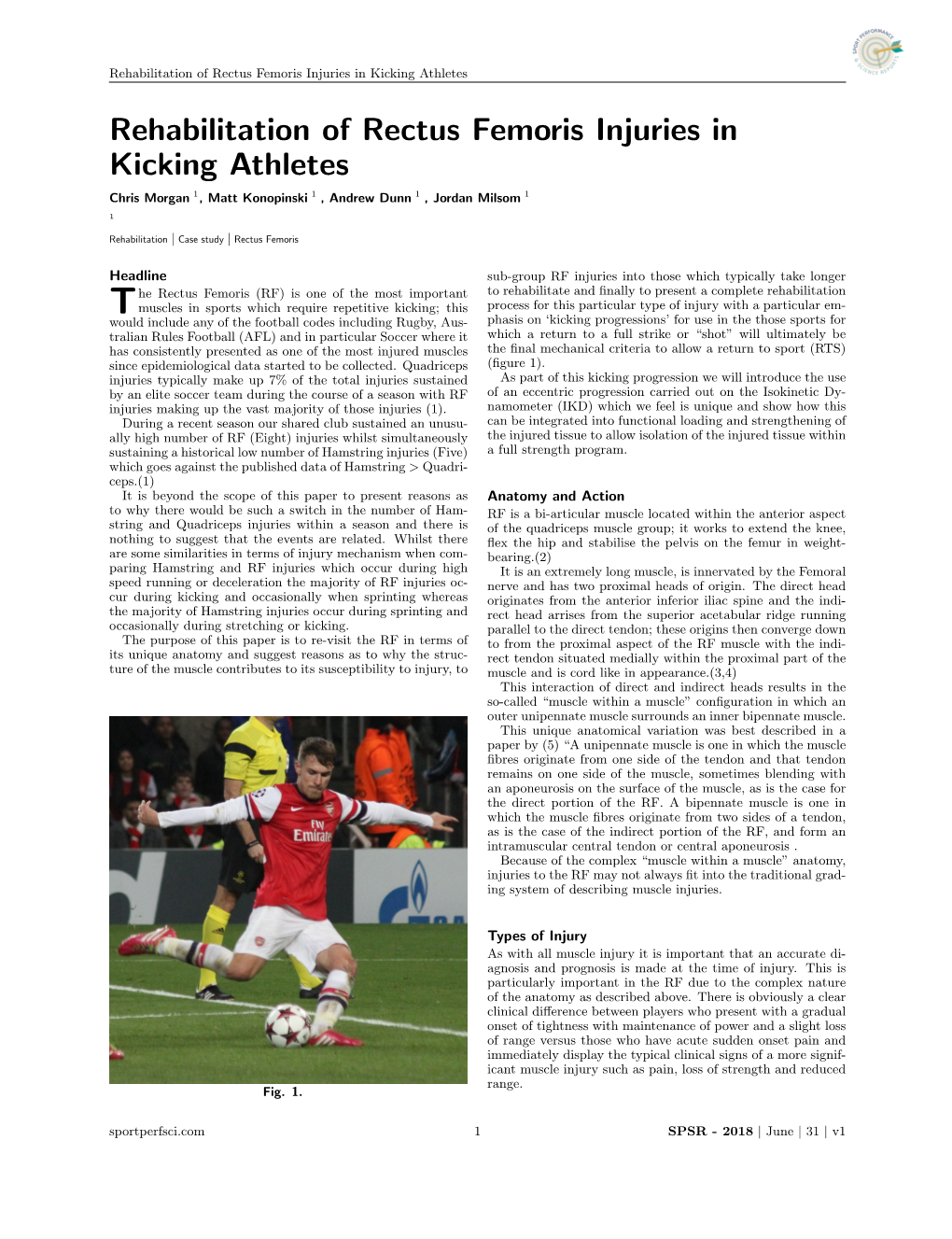 Rehabilitation of Rectus Femoris Injuries in Kicking Athletes