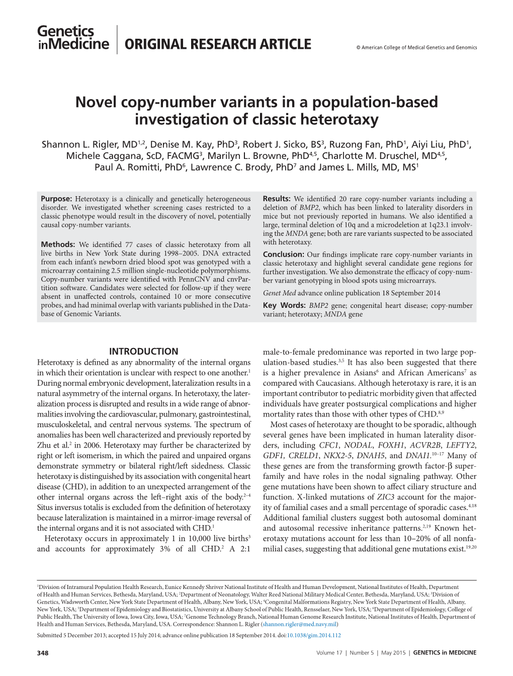 Novel Copy-Number Variants in a Population-Based Investigation of Classic Heterotaxy