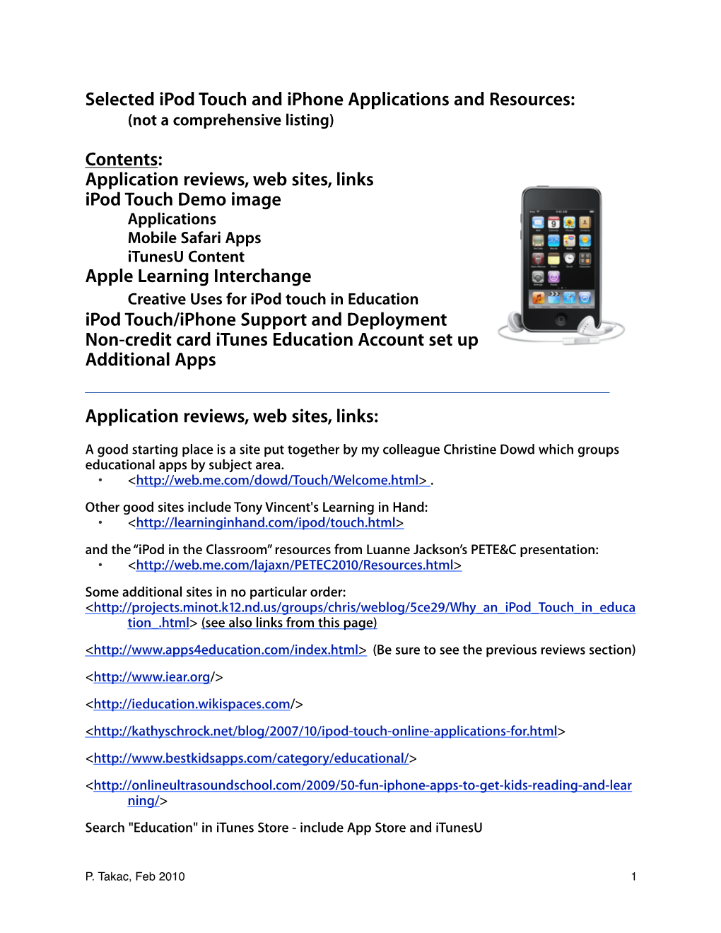 Ipod Touch:Iphone App Resources Final Feb 2010 V3