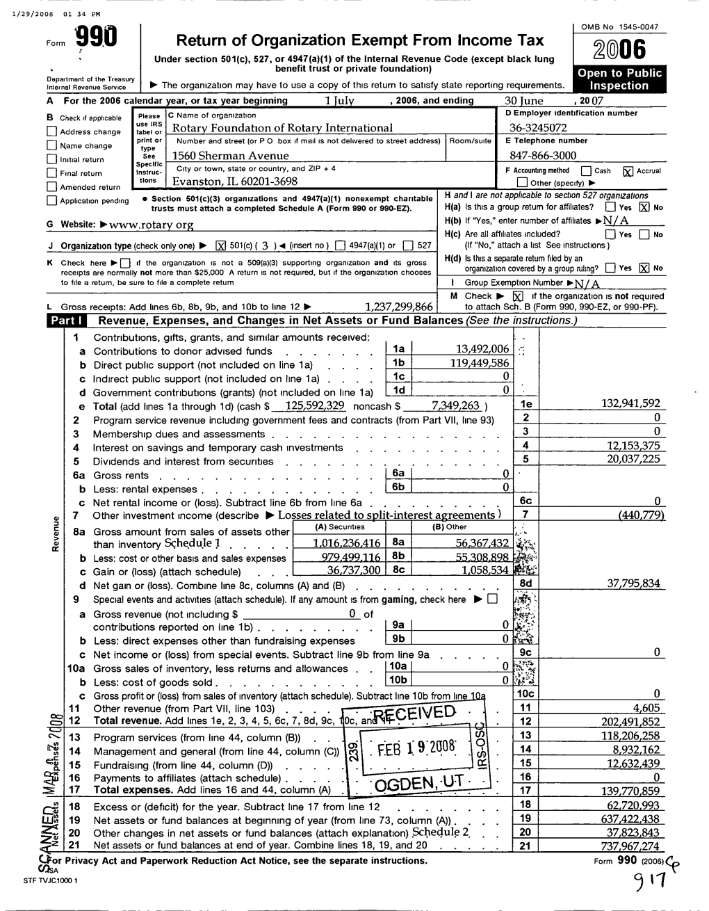 99.0 Return of Organization Exempt from Income Tax 9. FEB 1 14