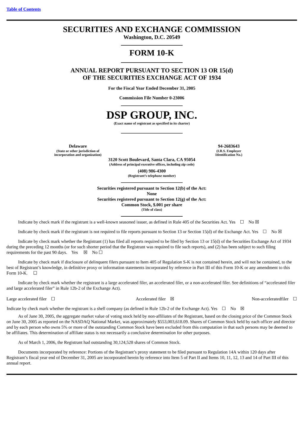 DSP GROUP, INC. (Exact Name of Registrant As Specified in Its Charter)