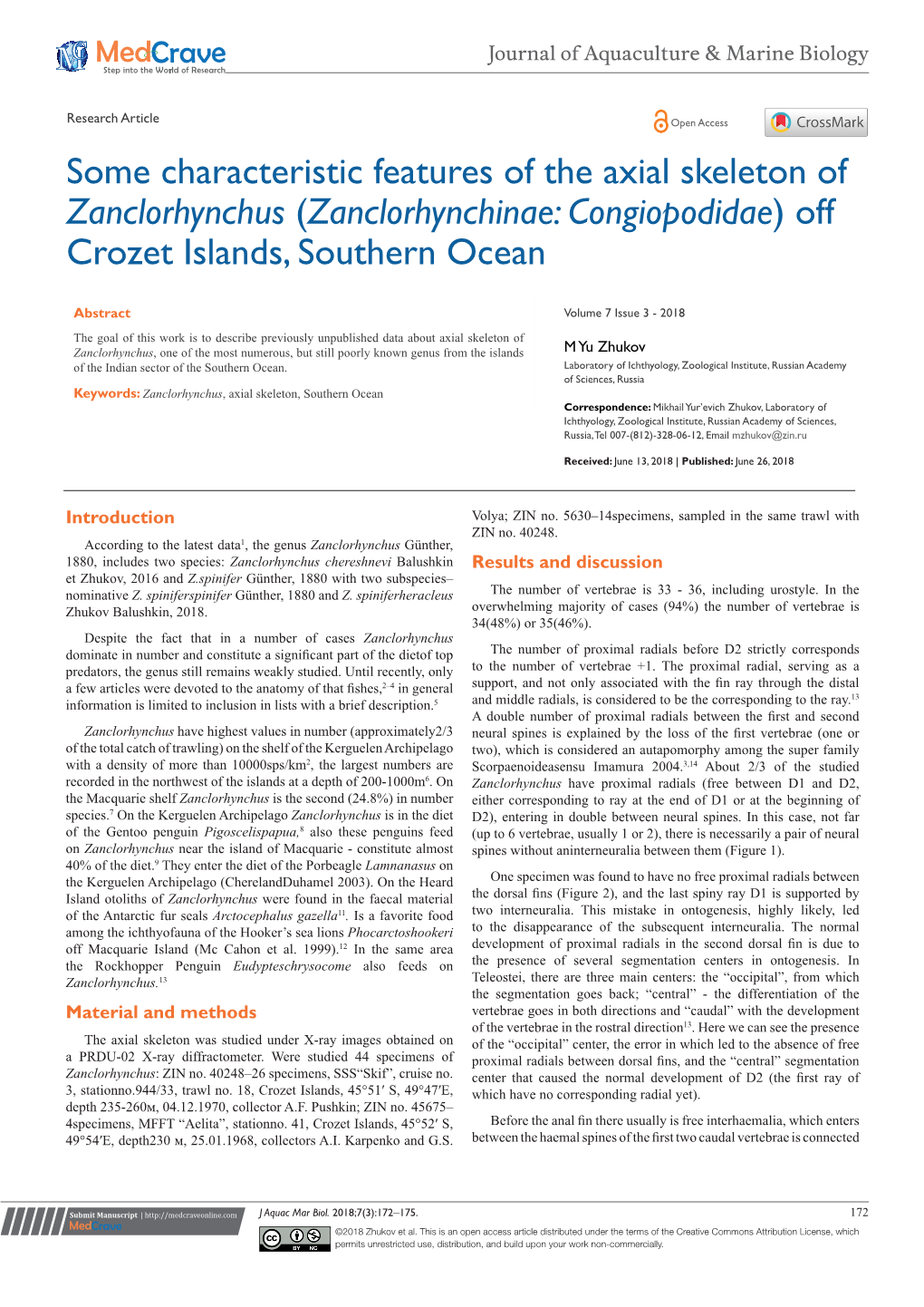 Zanclorhynchinae: Congiopodidae) Off Crozet Islands, Southern Ocean