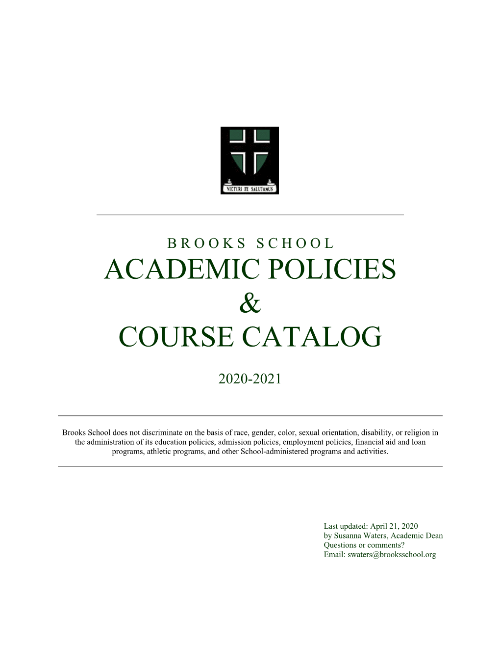 Academic Policies & Course Catalog