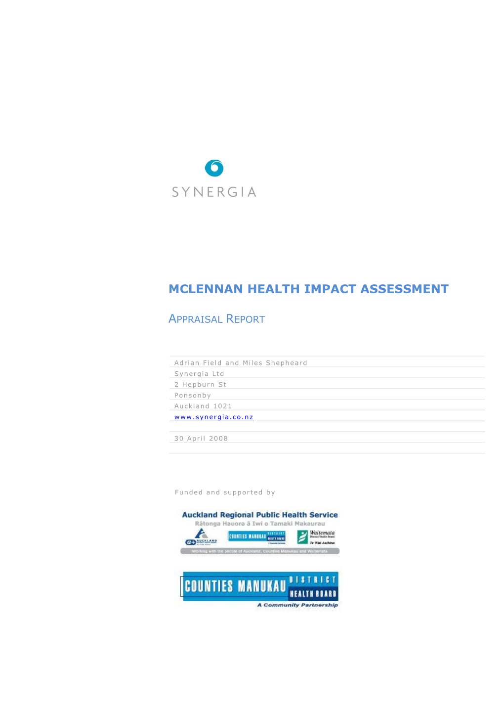 Mclennan Health Impact Assessment Appraisal Report