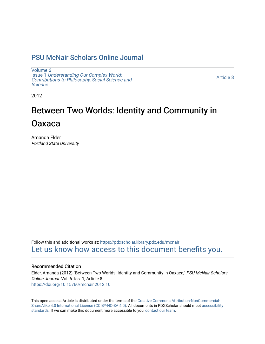 Between Two Worlds: Identity and Community in Oaxaca