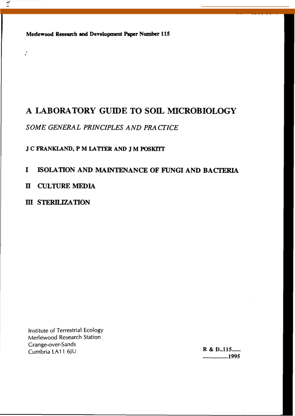 A Laboratory Guide to Soil Microbiology
