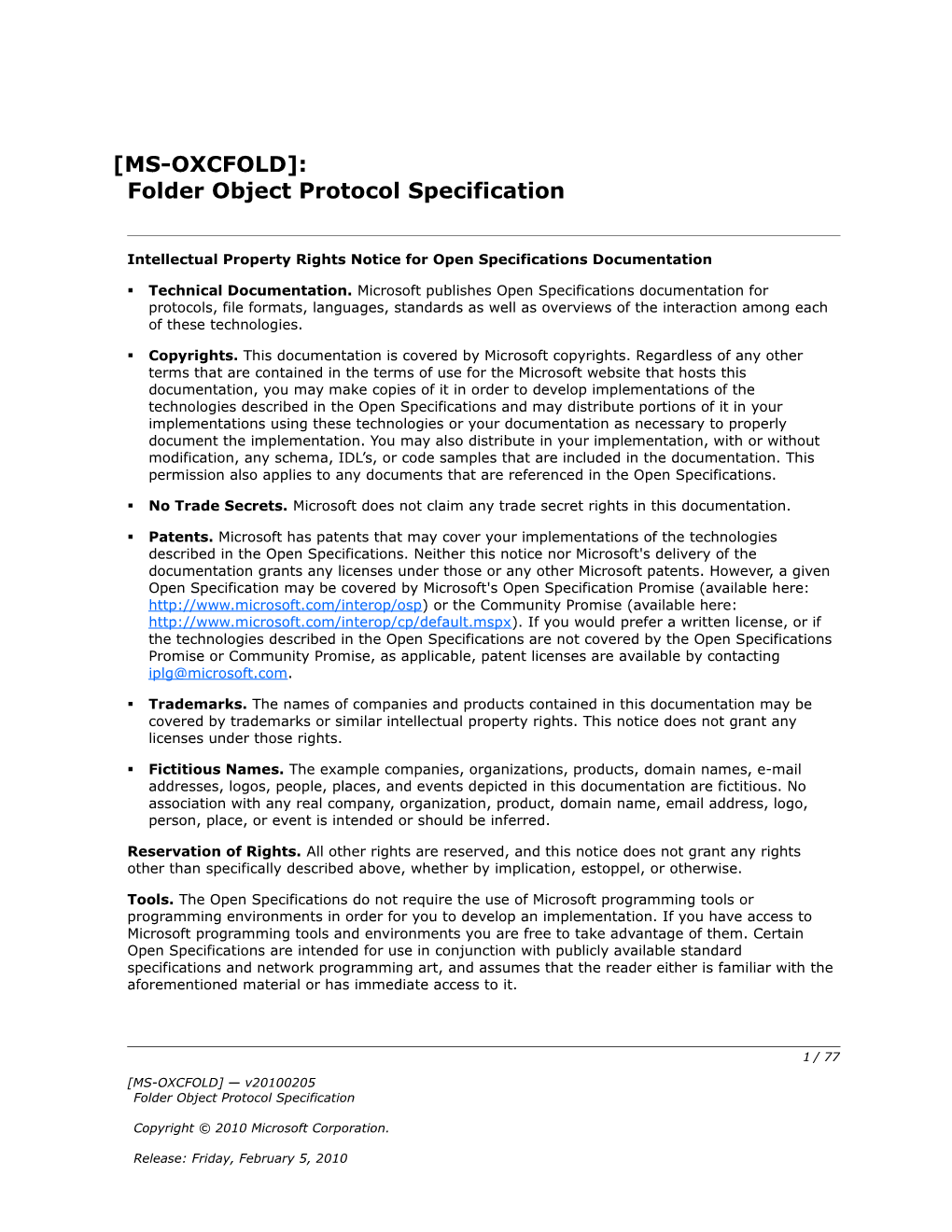 Intellectual Property Rights Notice for Open Specifications Documentation s22