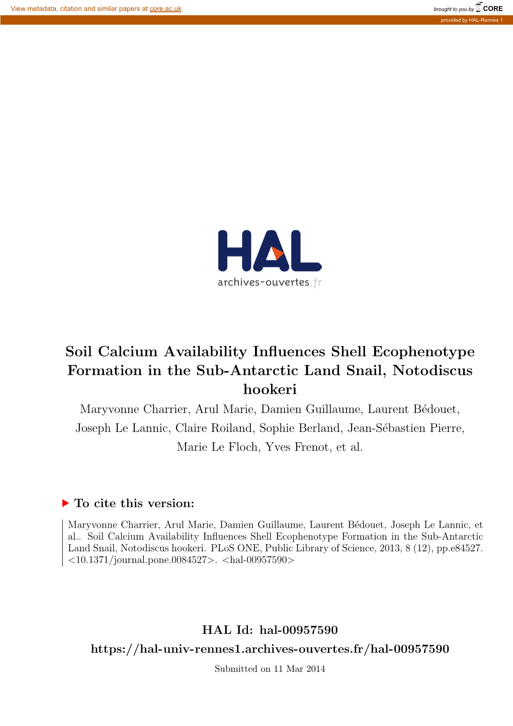 Soil Calcium Availability Influences Shell Ecophenotype Formation in the Sub-Antarctic Land Snail, Notodiscus Hookeri