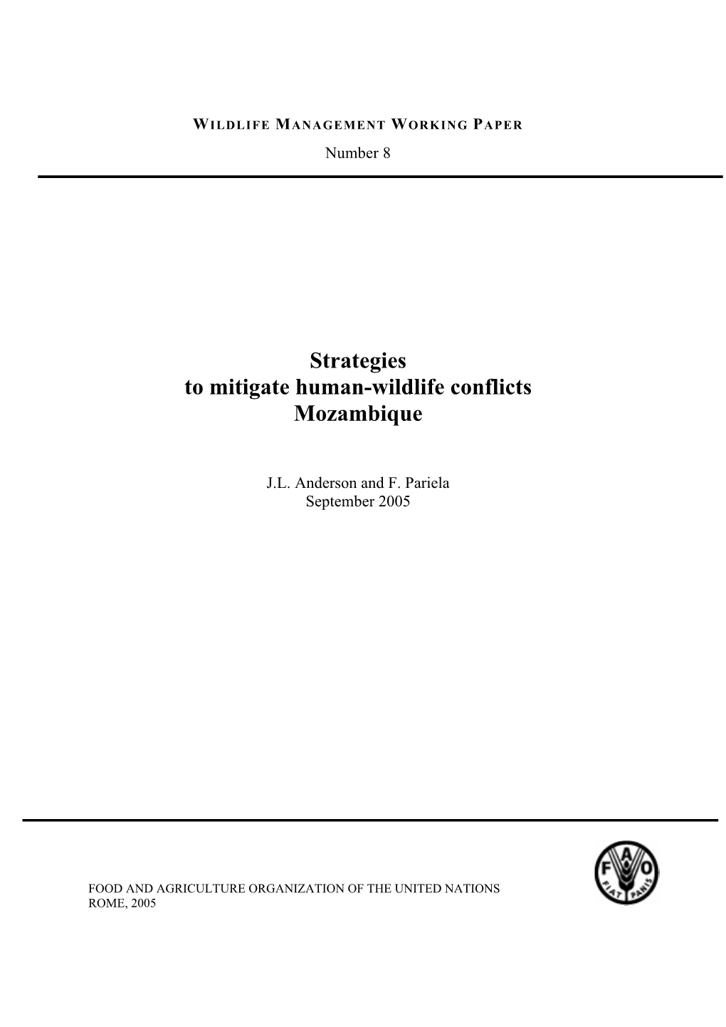 Strategies to Mitigate Human-Wildlife Conflicts Mozambique