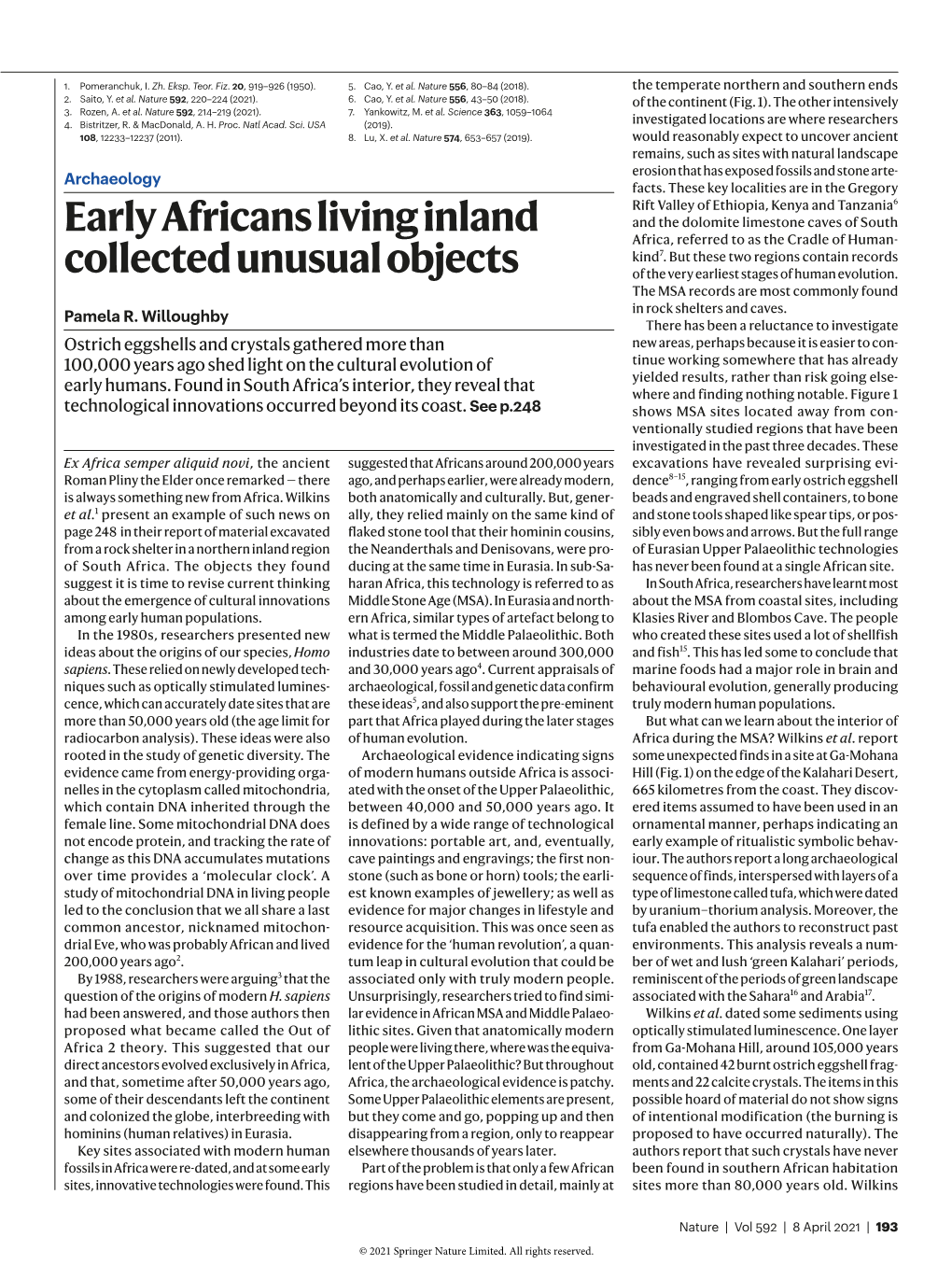 Early Africans Living Inland Collected Unusual Objects