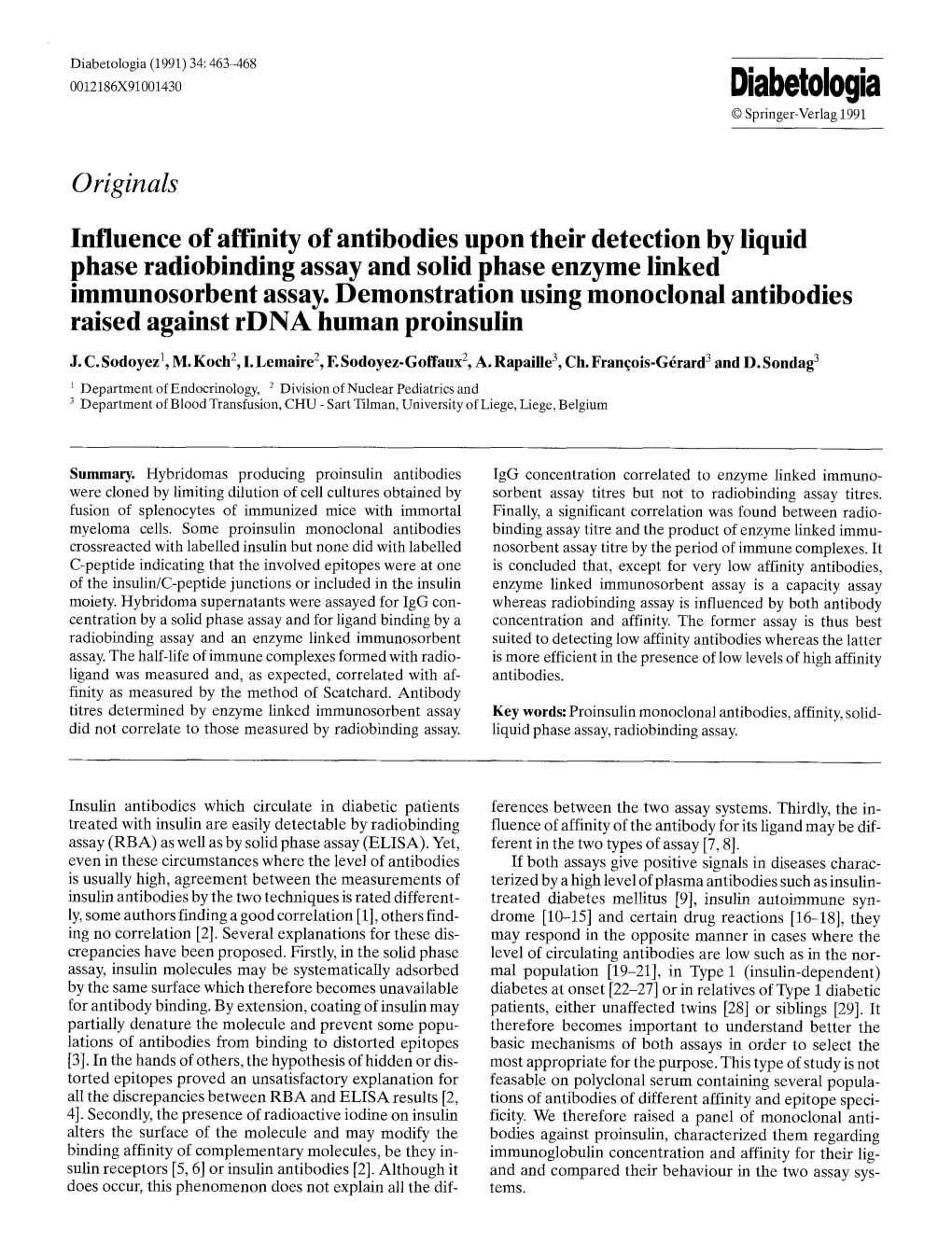 Influence of Affinity of Antibodies Upon Their Detection by Liquid Phase Radiobinding Assay and Solid Phase Enzyme Linked Immunosorbent Assay