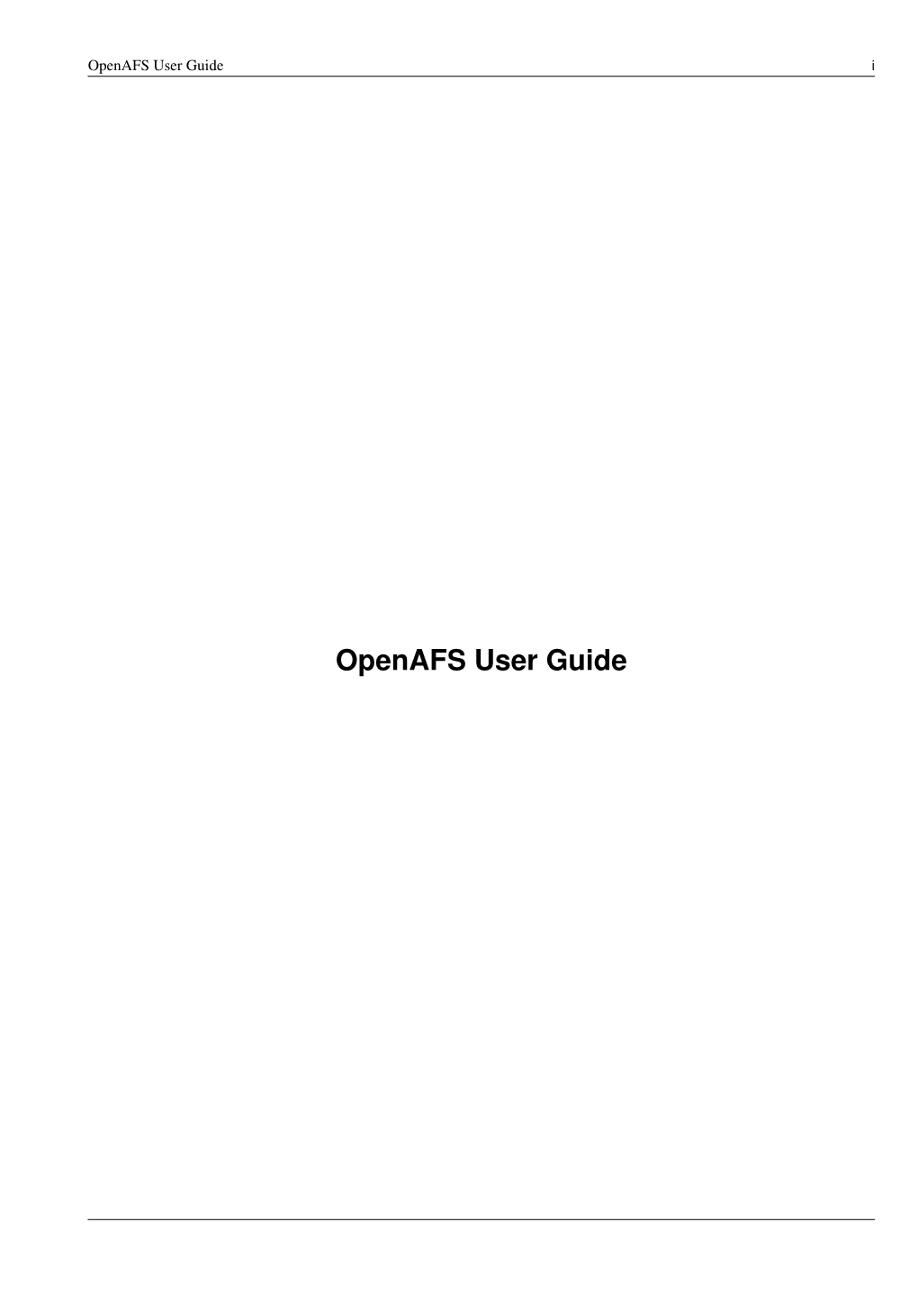 Openafs User Guide I