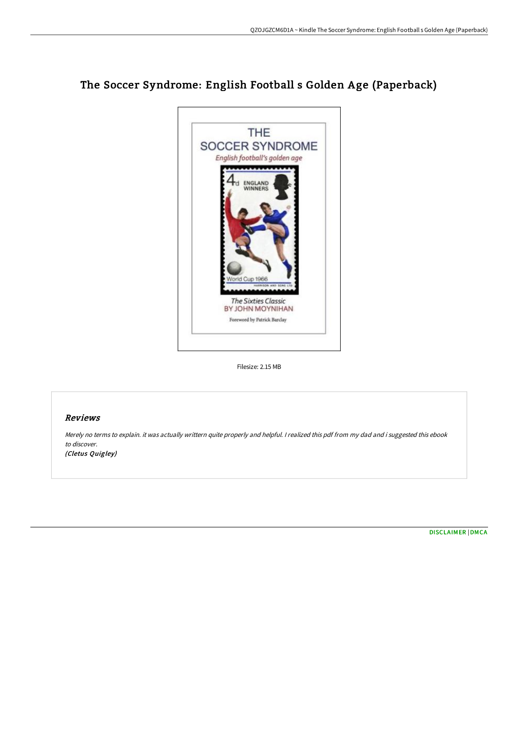 Download Book the Soccer Syndrome: English Football S Golden Age (Paperback)