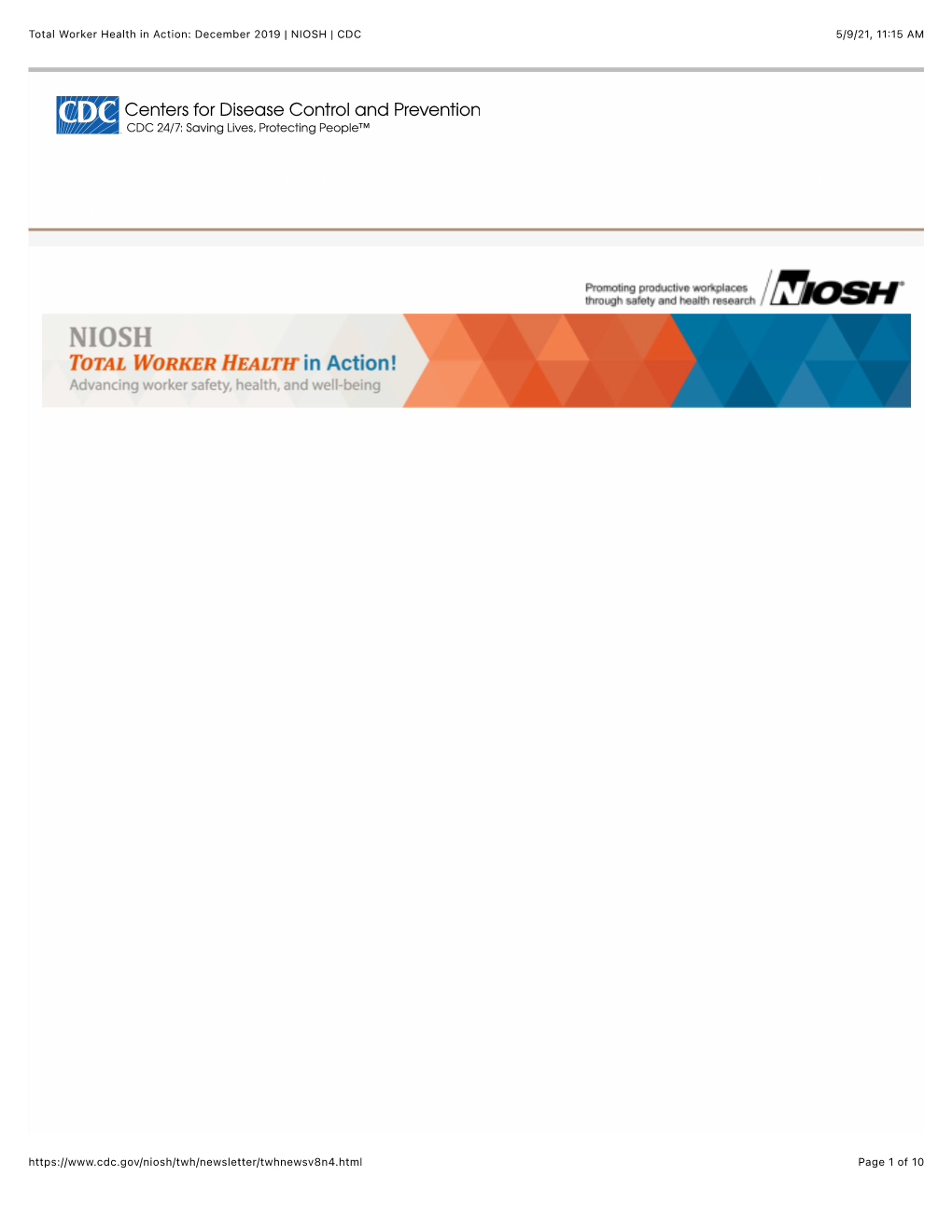 Total Worker Health in Action: December 2019 | NIOSH | CDC 5/9/21, 11:15 AM