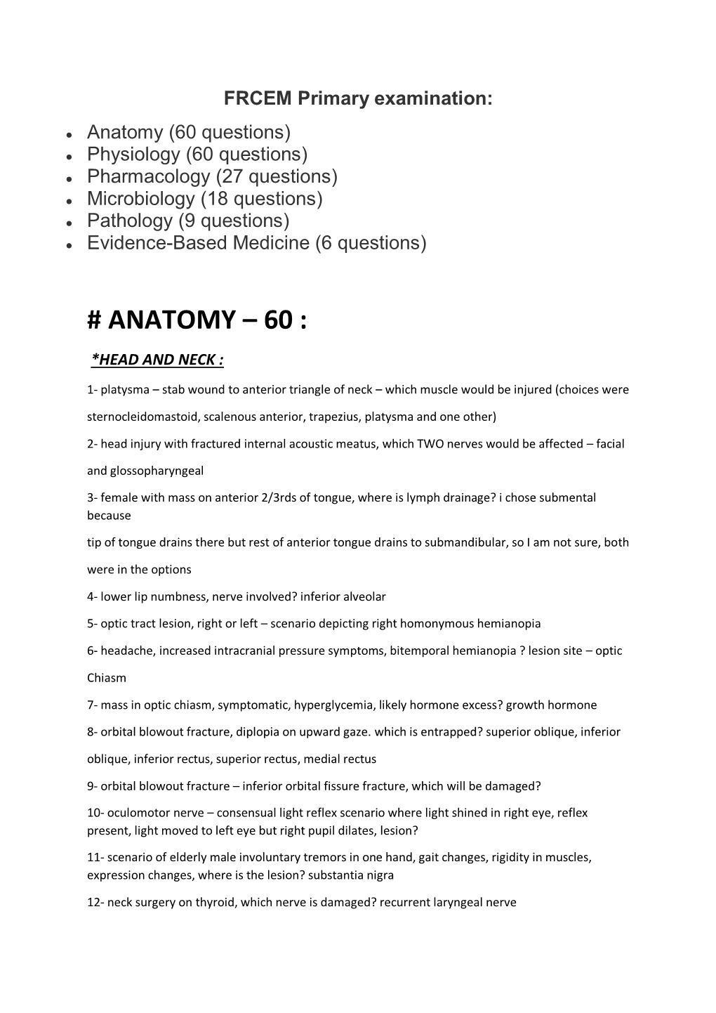 FRCEM Primary Examination