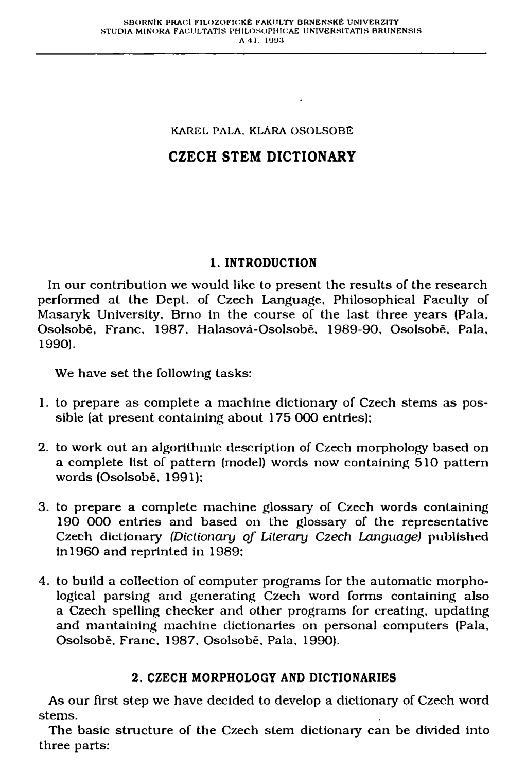 Czech Stem Dictionary