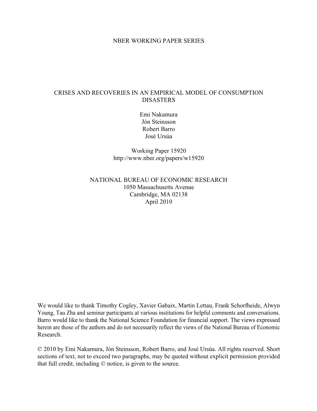 Crises and Recoveries in an Empirical Model of Consumption Disasters