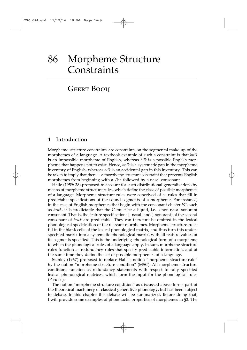 86 Morpheme Structure Constraints