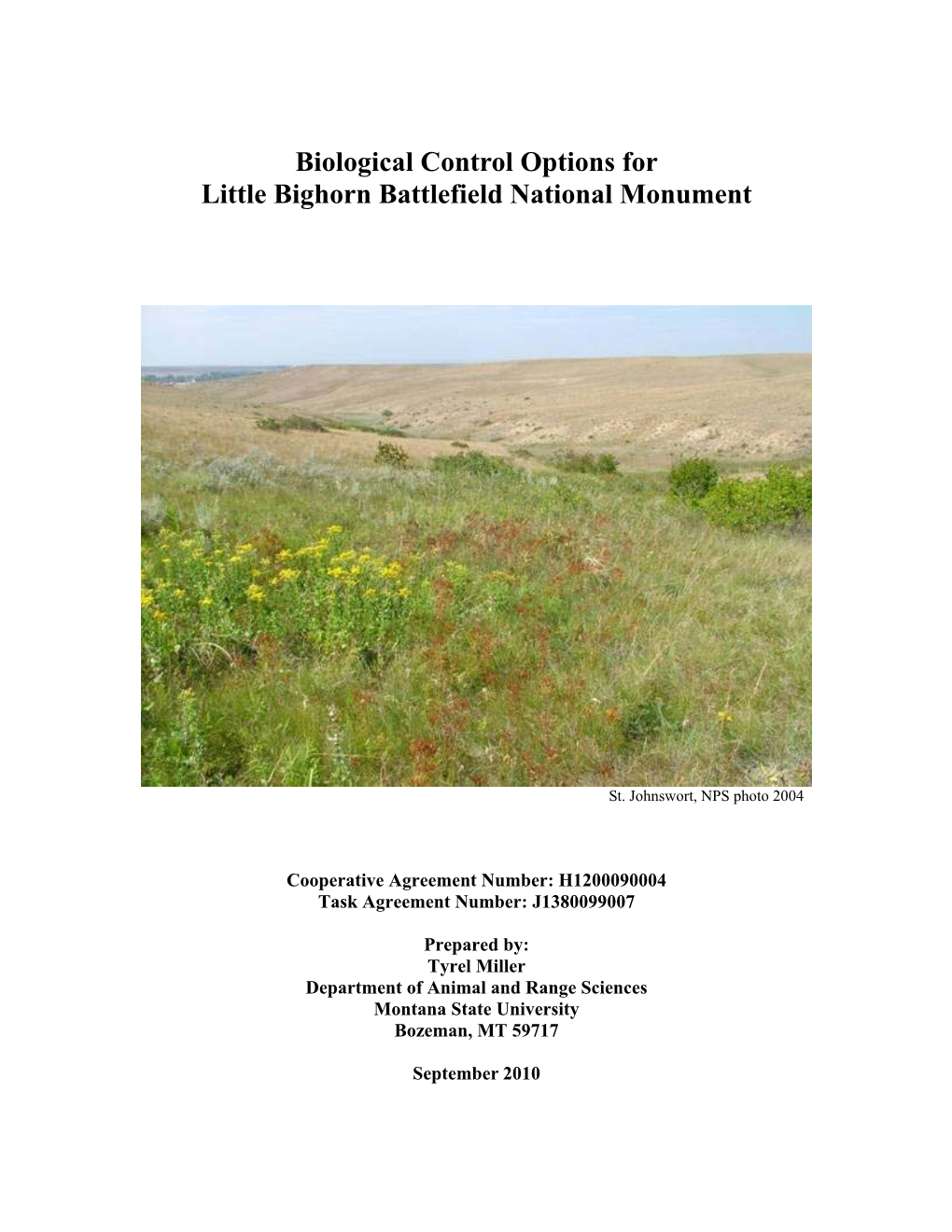 Biological Control Options for Little Bighorn Battlefield National Monument