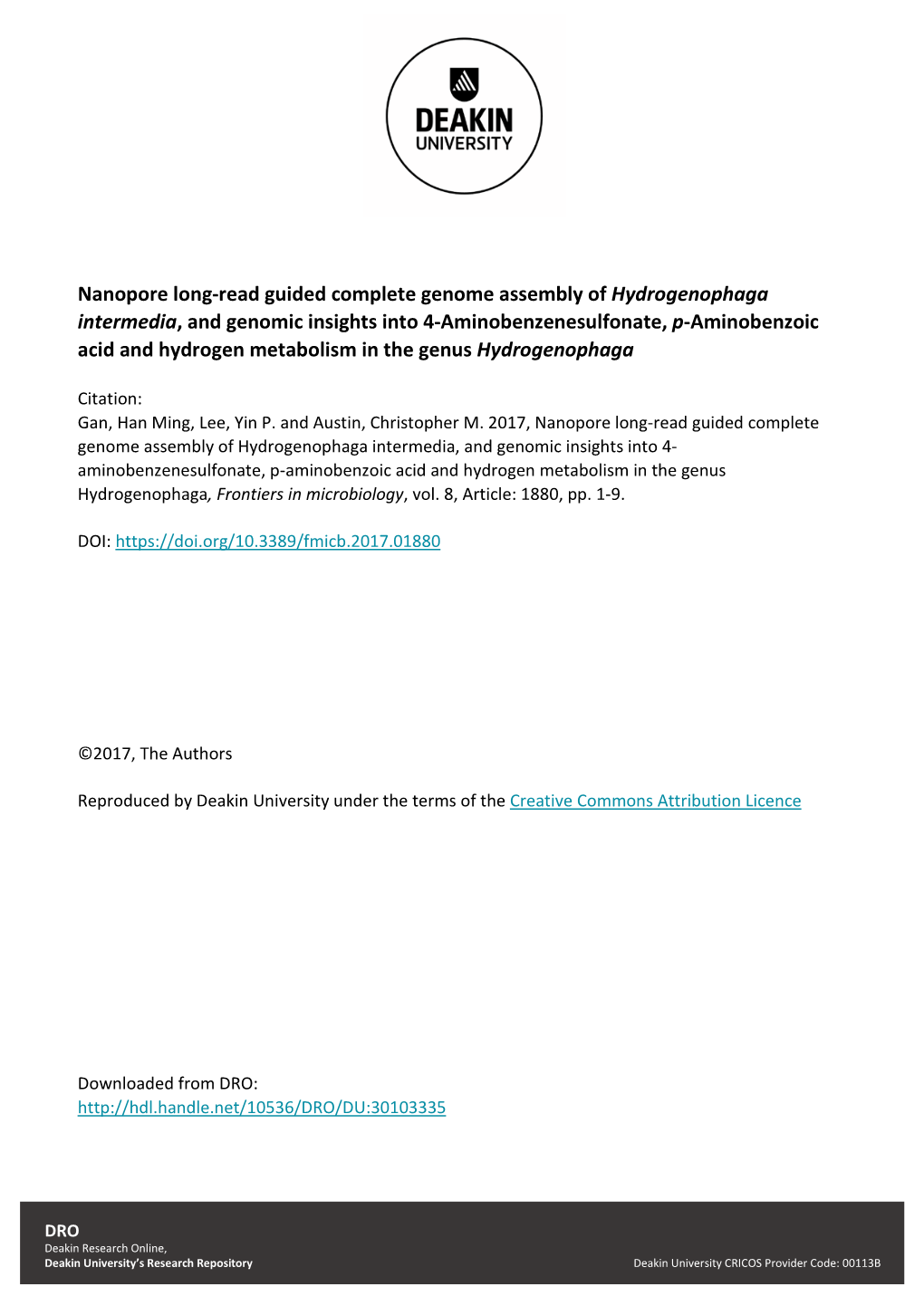 Nanopore Long-Read Guided Complete Genome Assembly of Hydrogenophaga Intermedia, and Genomic Insights Into 4-Aminobenzenesulfona