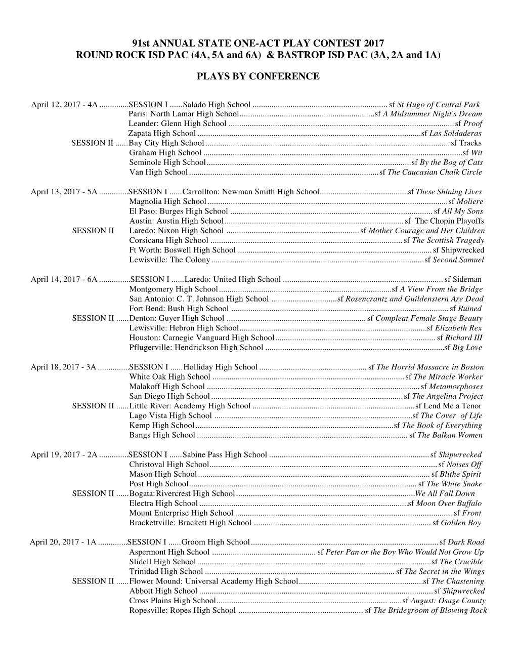 State Meet Program