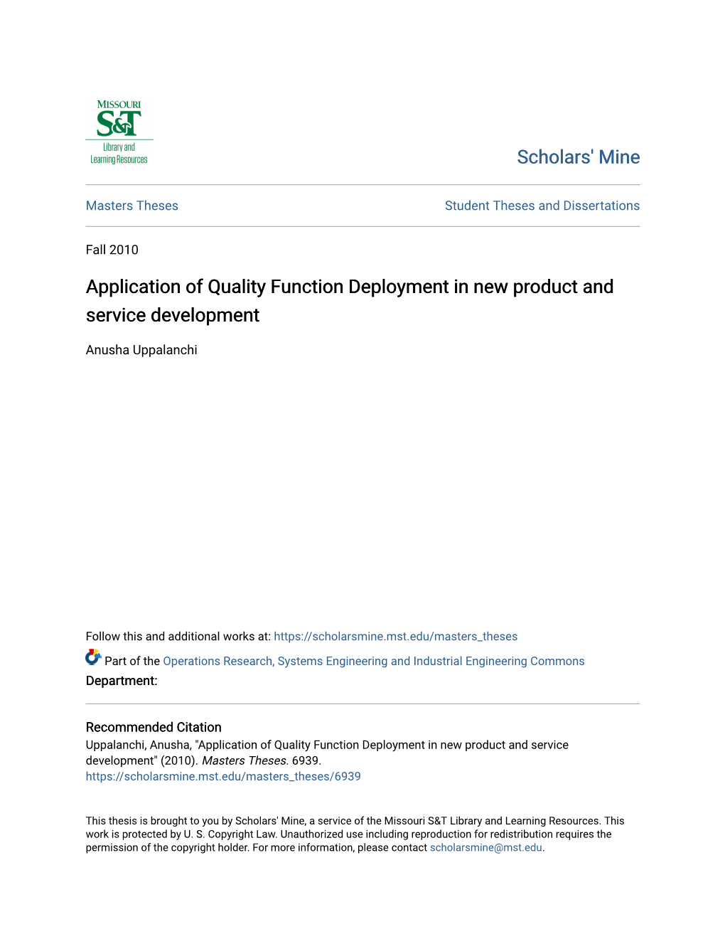 Application of Quality Function Deployment in New Product and Service Development