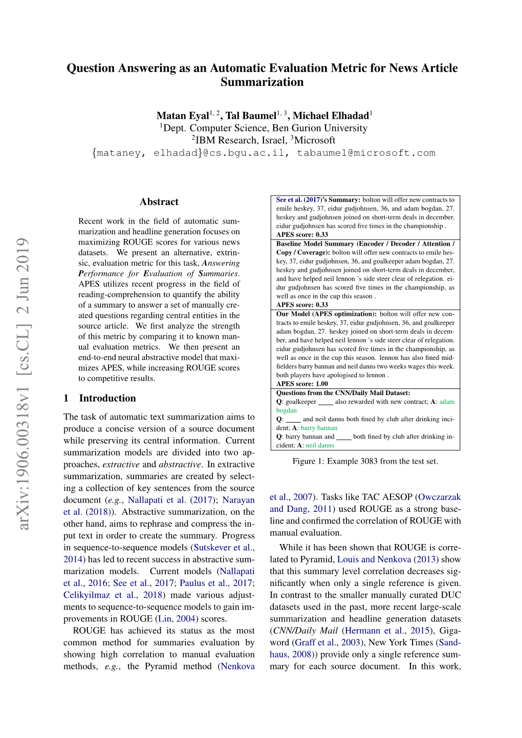 Arxiv:1906.00318V1 [Cs.CL] 2 Jun 2019 Put Text in Order to Create the Summary