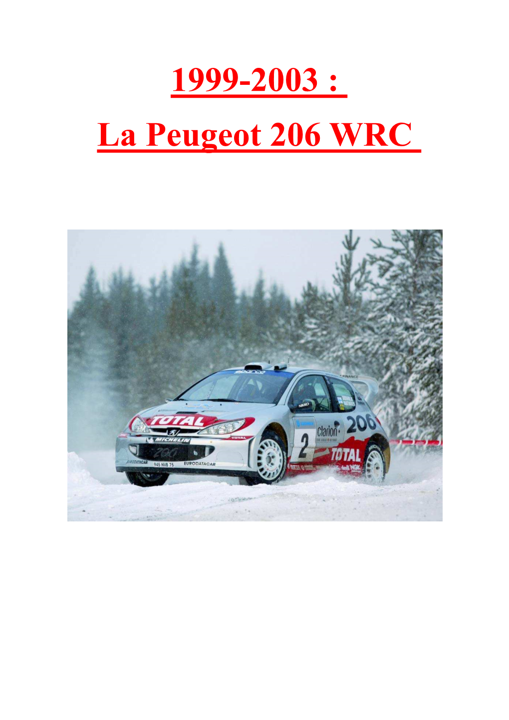 VI. Bilan Mathématique De La 206 WRC