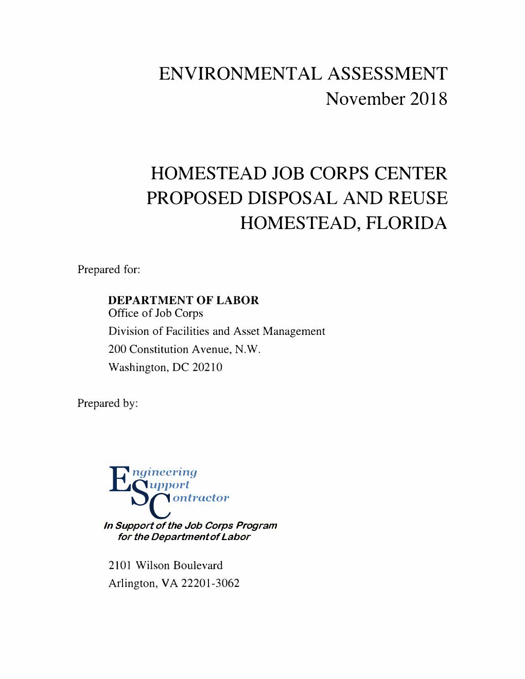 2018 Environmental Assessment