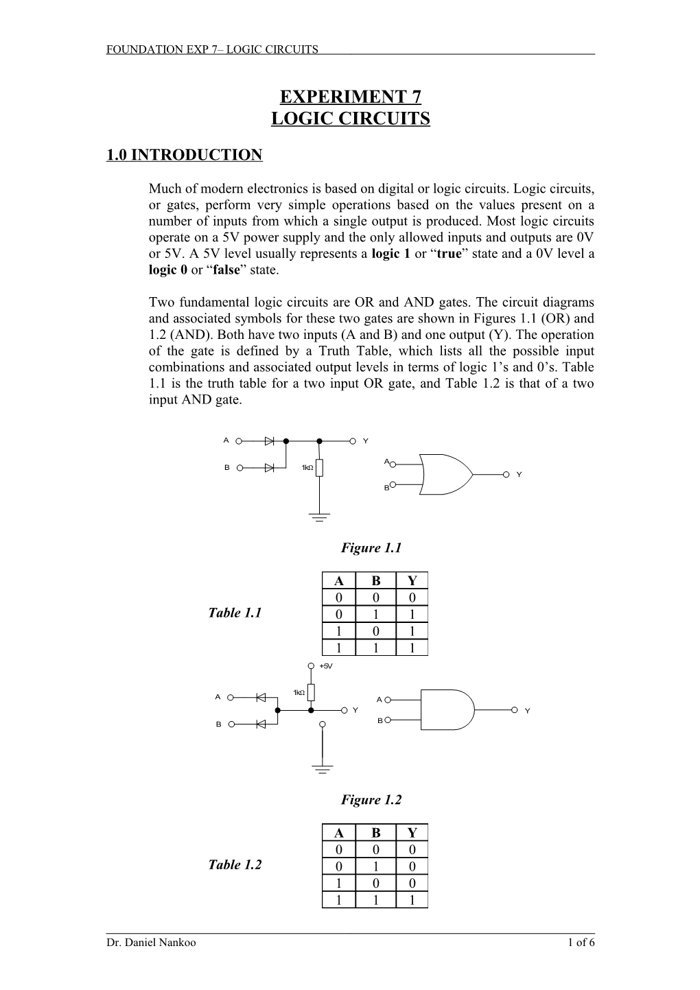 Foundation Exp 7 Logic Circuits