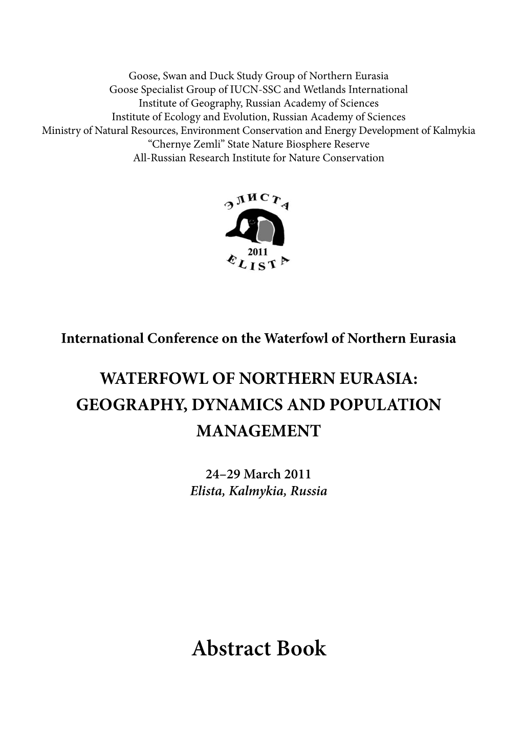 Abstract Book International Conference on the Waterfowl of Northern Eurasia