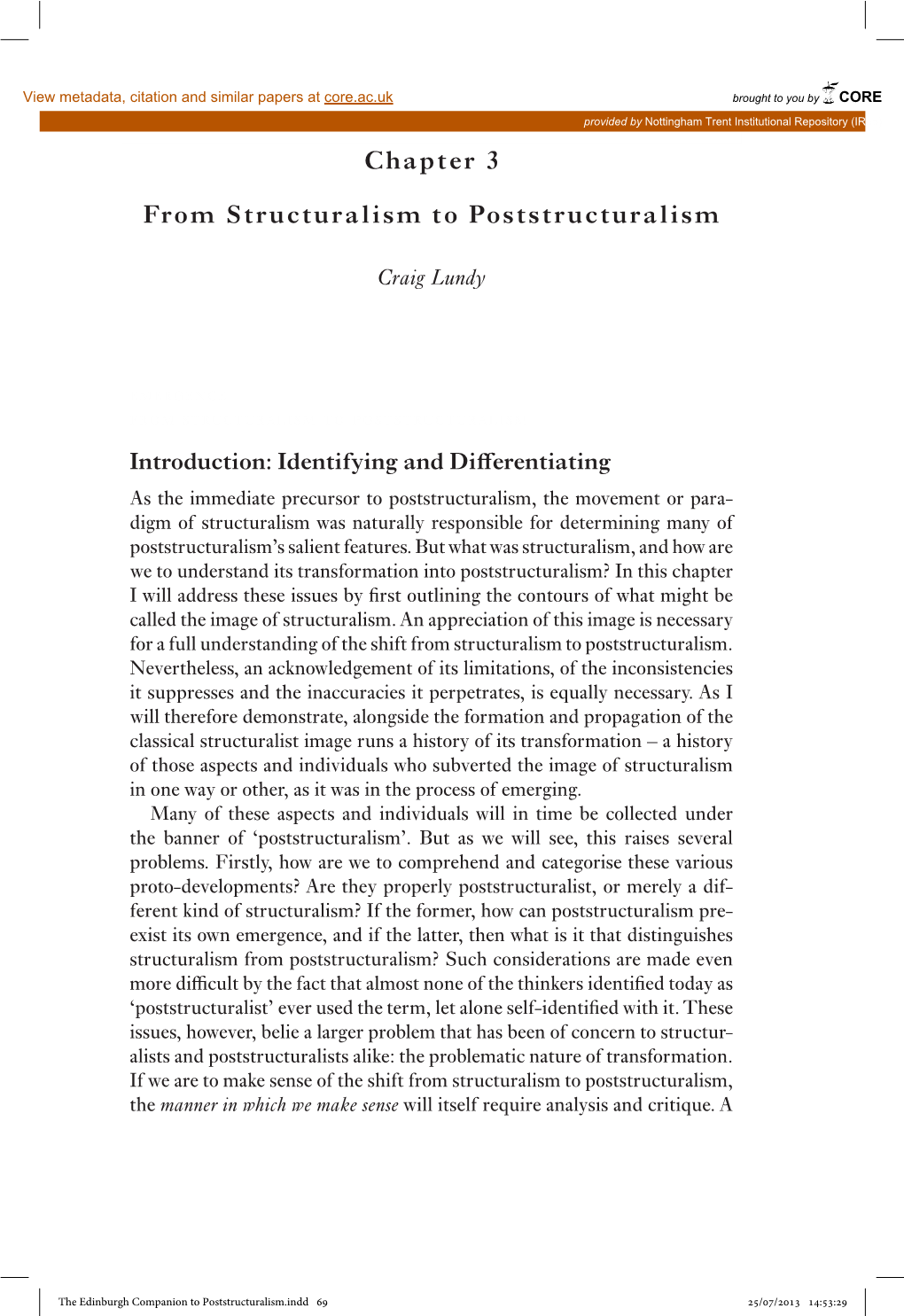 Chapter 3 from Structuralism to Poststructuralism