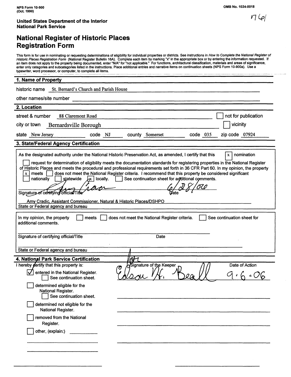 National Register of Historic Places Registration Form 6/J!