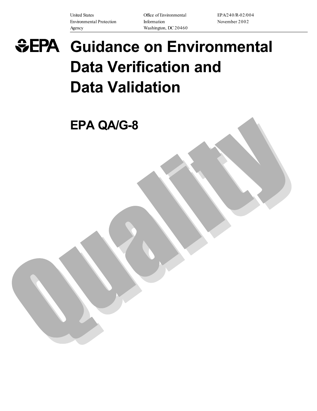 Guidance on Environmental Data Verification and Validation