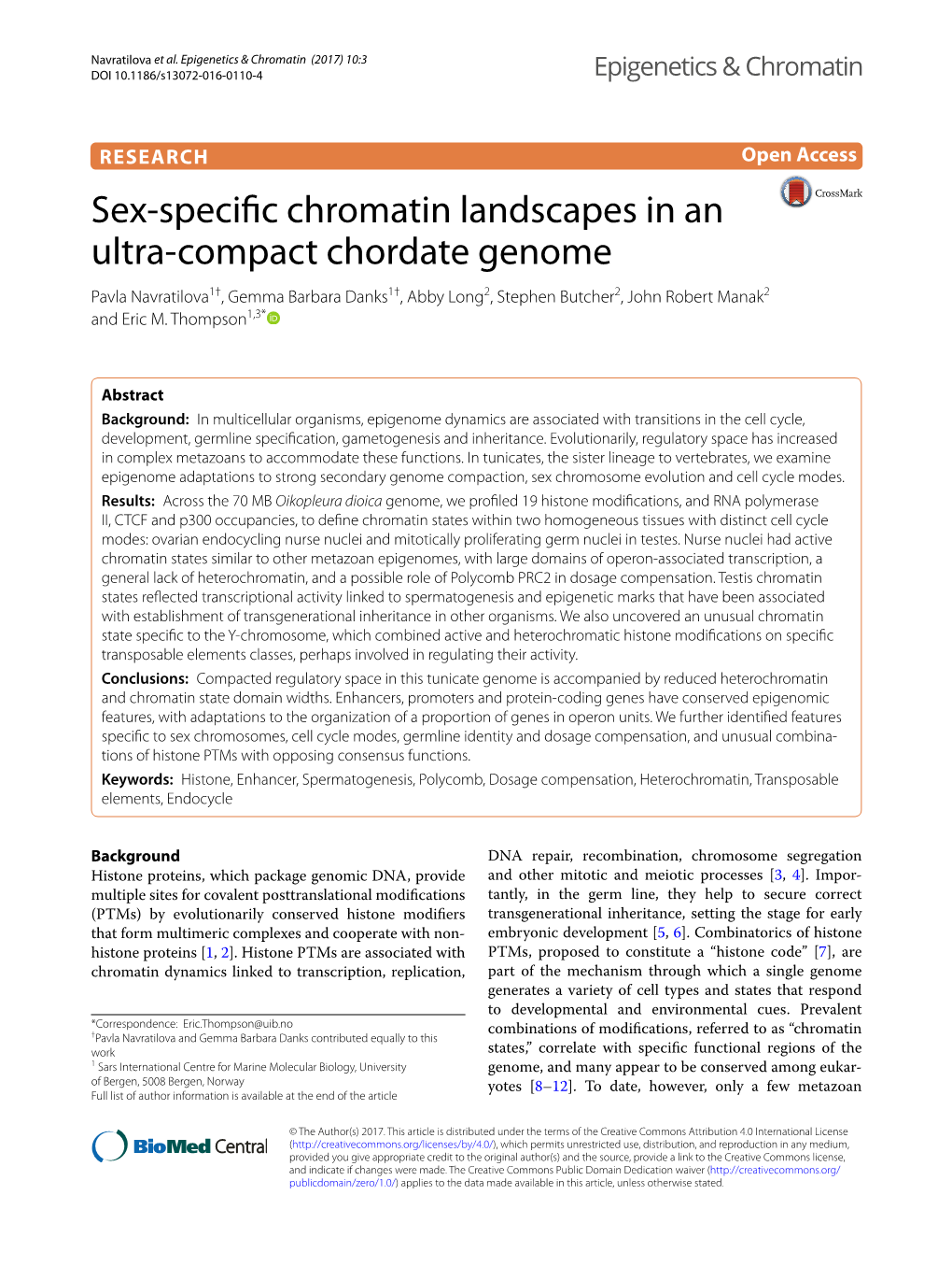 Sex-Specific Chromatin Landscapes in an Ultra-Compact Chordate Genome