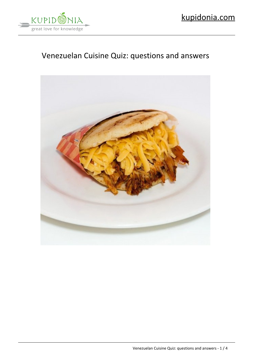 Venezuelan Cuisine Quiz: Questions and Answers