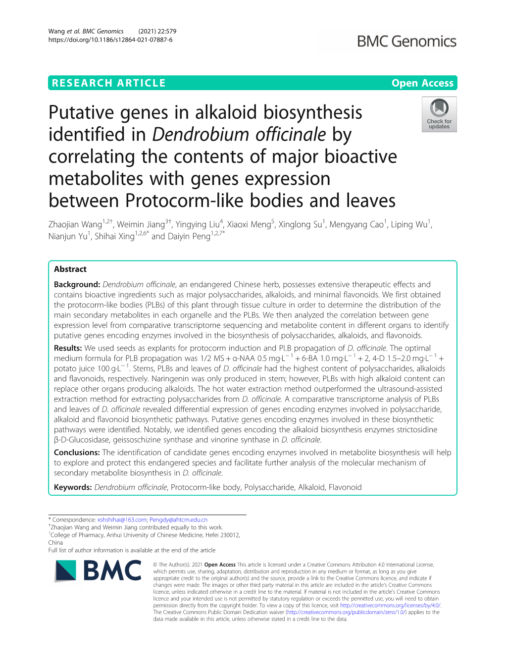 Putative Genes in Alkaloid Biosynthesis