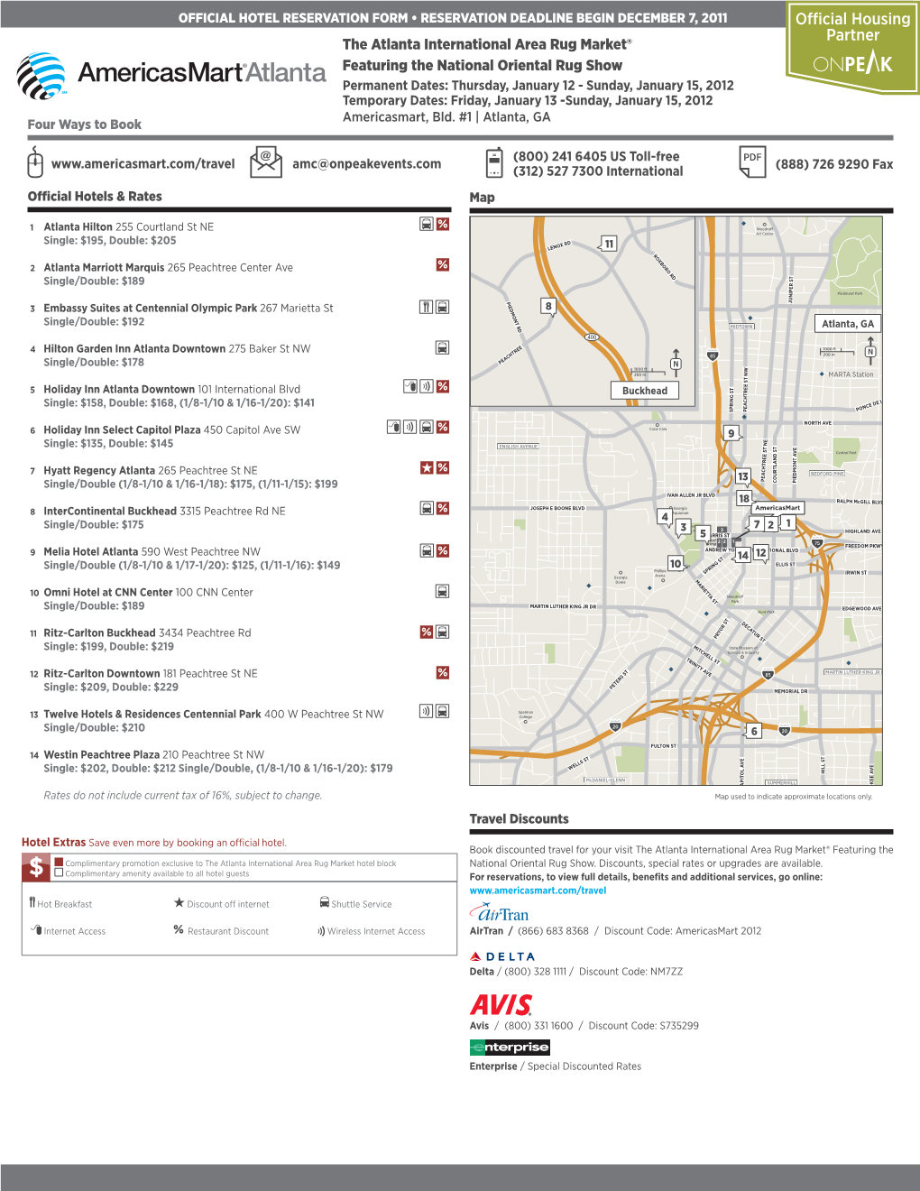 Official Hotel Reservation Form for the Atlanta International Area Rug