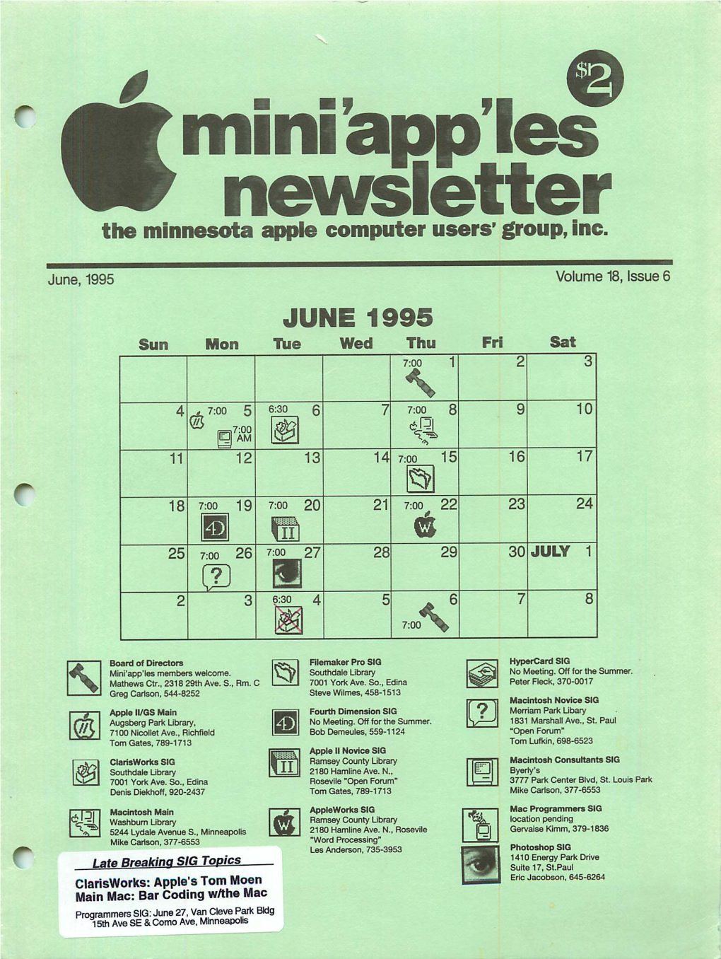 Mini'apples Newsletter the Minnesota Apple Computer Users' Group, Inc