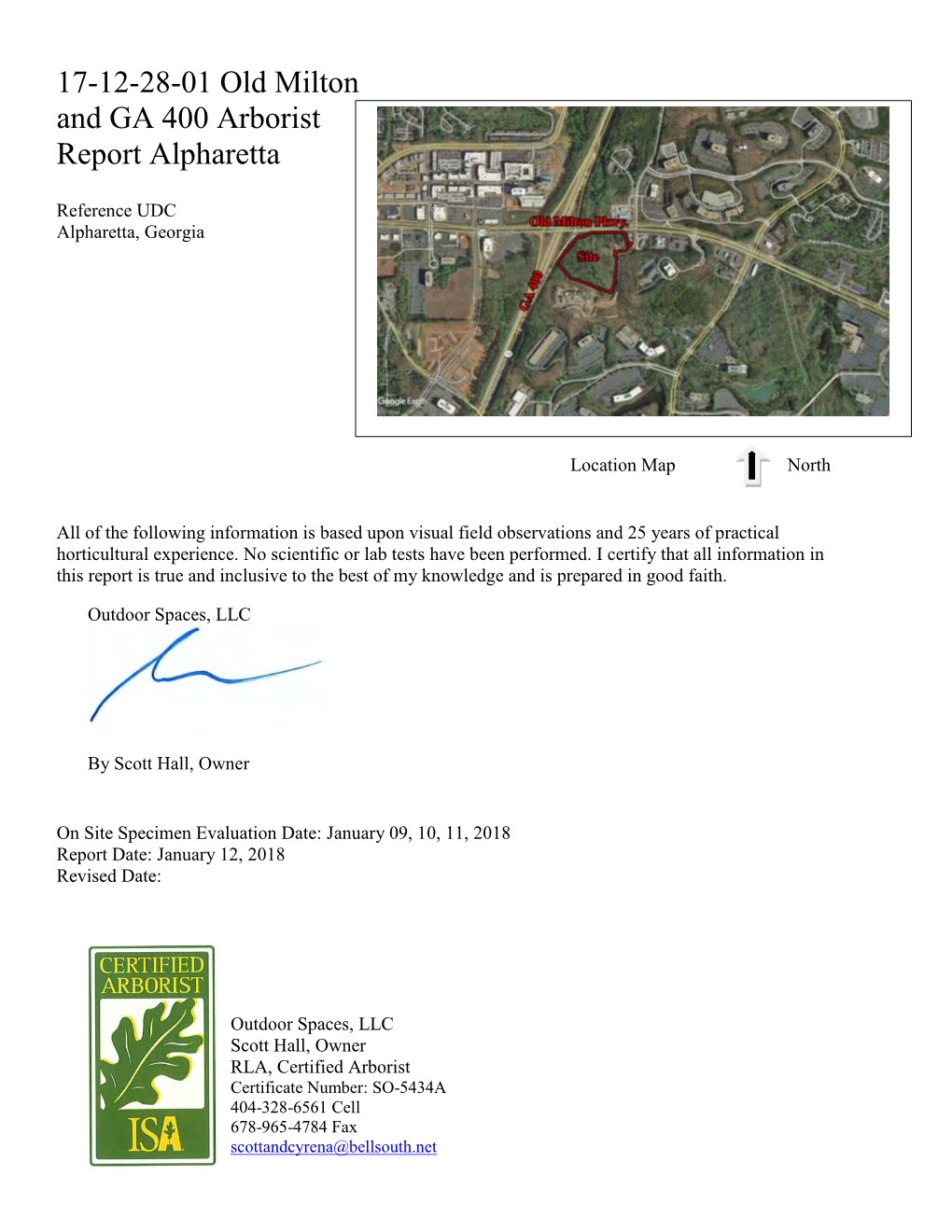 17-12-28-01 Old Milton and GA 400 Arborist Report Alpharetta