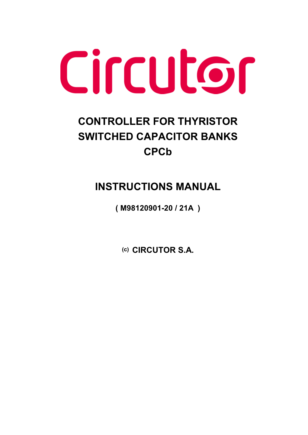 CONTROLLER for THYRISTOR SWITCHED CAPACITOR BANKS Cpcb INSTRUCTIONS MANUAL