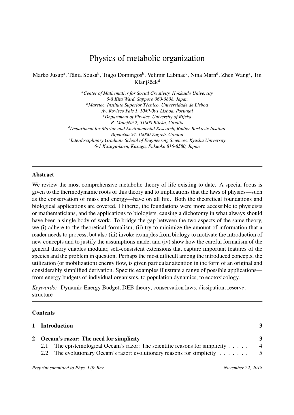 Physics of Metabolic Organization