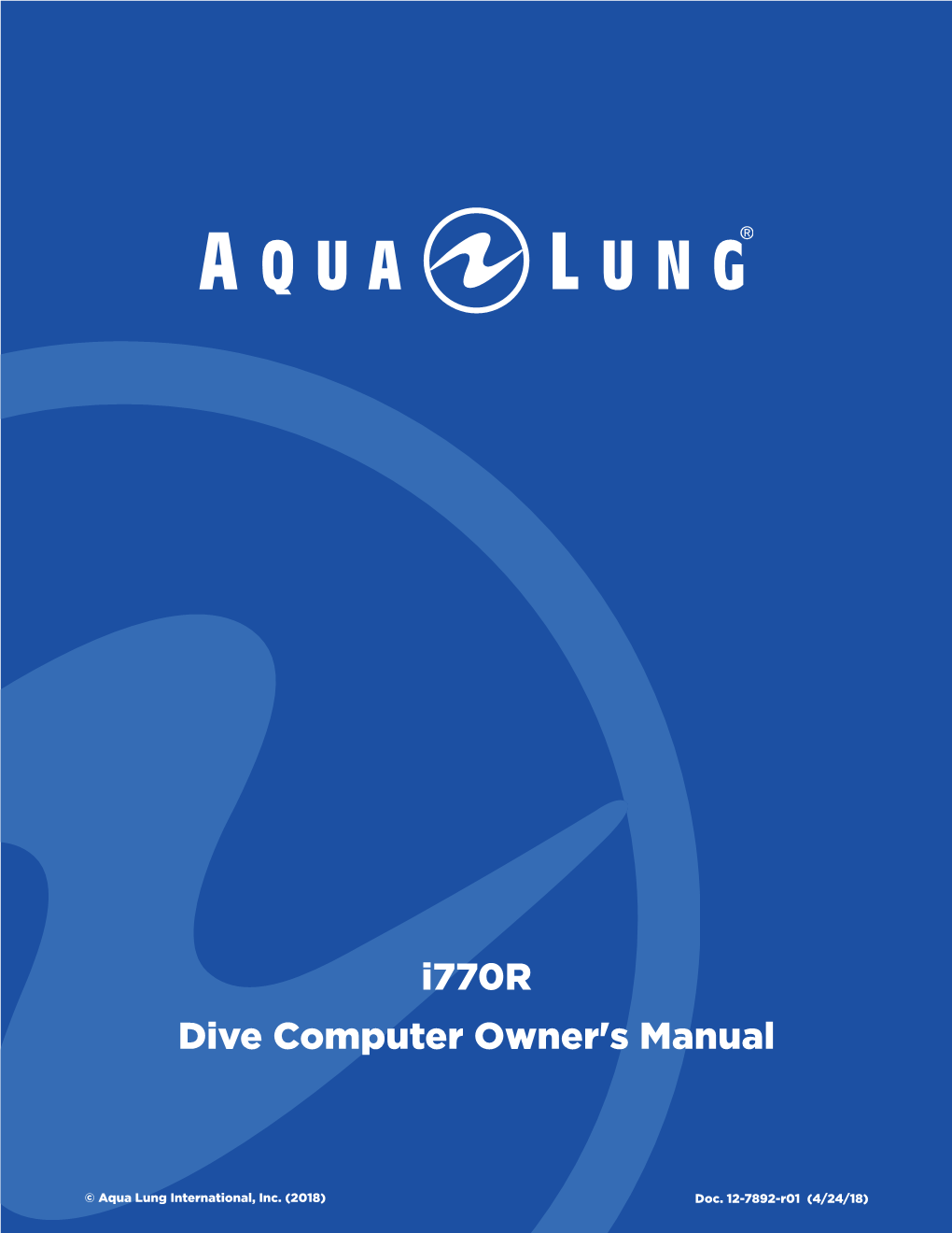 I770r Dive Computer Owner's Manual